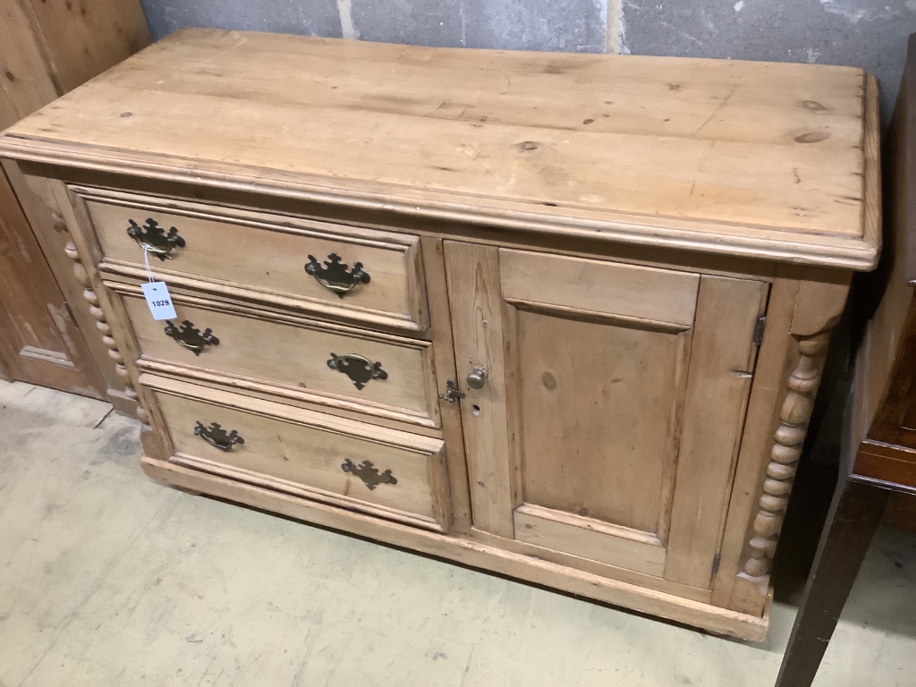 A Victorian pine combined chest / cupboard, width 119cm